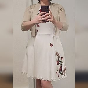 Ted Baker White Dress, Red Flowers